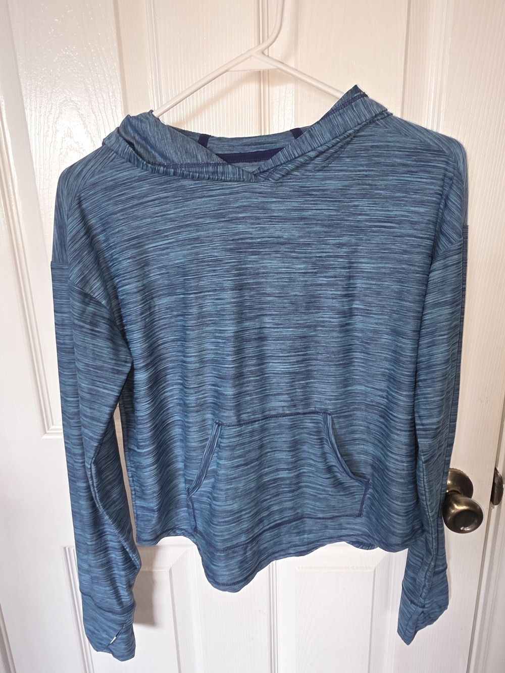 all in motion Blue Space-Dye Hooded Pullover Sweater